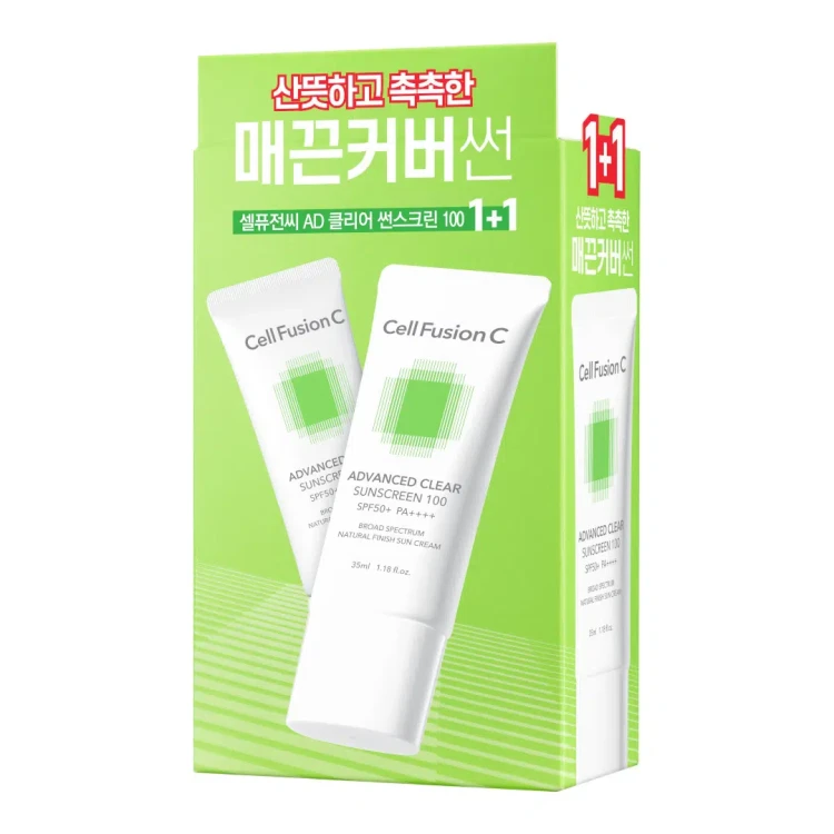 CELL-FUSION-C-Advanced-Clear-Sunscreen-100-SPF-50-PA-Set-zestaw-11-krem-przeciwsloneczny-dla-skory-problematycznej-2025.jpg.webp